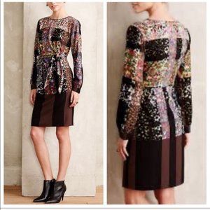 Anthropologie Floral Lavand Dress L